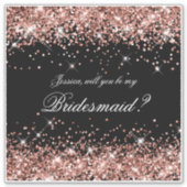 Sticker Rose Gold Glam Black Bridesmaid Proposition boîte  (Devant)
