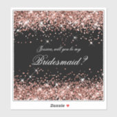 Sticker Rose Gold Glam Black Bridesmaid Proposition boîte  (Feuille)