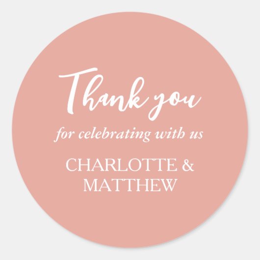 Sticker Rose Gold Mariage Classic Round (Devant)