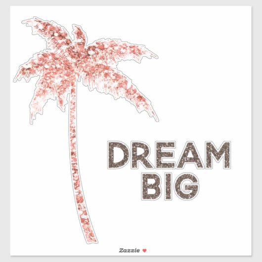 Sticker Rose Gold Tropical Parties scintillant Palm Tree D (Feuille)