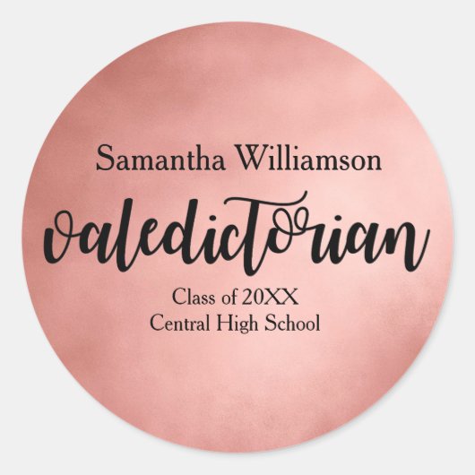 Sticker rose Gold Valedictorian personnalisé (Devant)