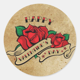 Sticker Rose Heureuse Sainte-Valentin de tatouage