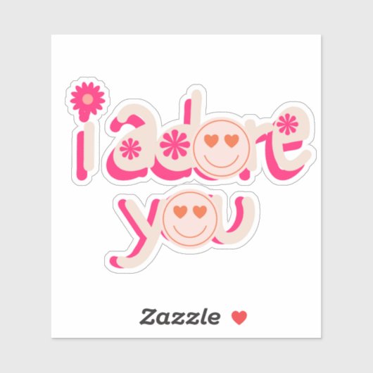 Sticker rose "i adore you" (Feuille)