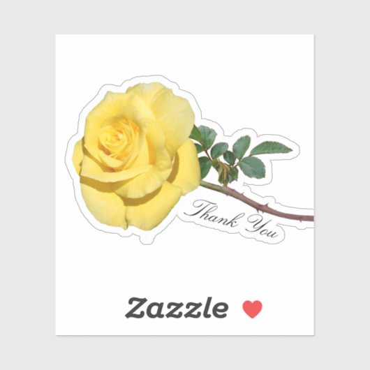Sticker rose jaune personnalisé (Feuille)