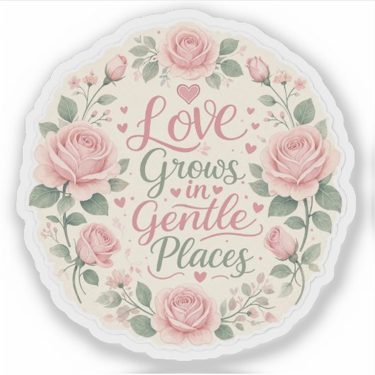 Sticker Rose : L'amour grandit dans les endroits doux (Devant)