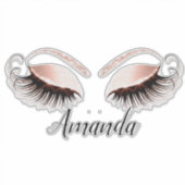 Sticker Rose maquillage Artist Lashes Extension Nom Decal (Devant)