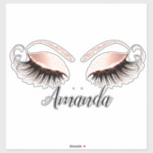 Sticker Rose maquillage Artist Lashes Extension Nom Decal (Feuille)