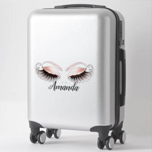 Sticker Rose maquillage Artist Lashes Extension Nom Decal (Sur valise)