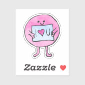 Sticker Rose mignon Je T'Aime Coeur Kawaii (Feuille)