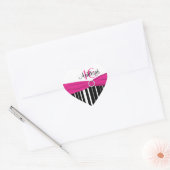 Sticker rose, noir, blanc rayé 16e anniversaire (Enveloppe)