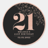 Sticker Rose Noir Gold 21e Anniversaire Fête Favor (Devant)