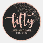 Sticker Rose noir Gold 50th Anniversaire Fête Favo (Devant)