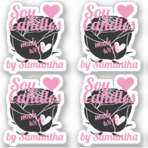 Sticker Rose noir moderne fait avec chandelles de soja ros