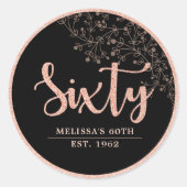 Sticker Rose Noir Or 60e Anniversaire Fête Favor (Devant)