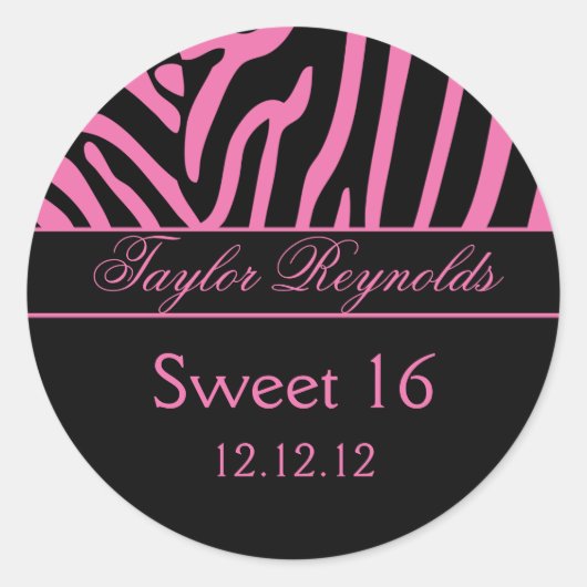 Sticker rose noir Zebra Sweet 16 (Devant)