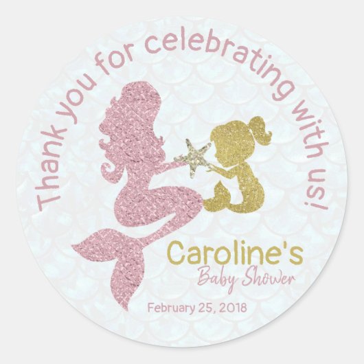 Sticker Rose or Mermaid Baby shower Favoriser (Devant)