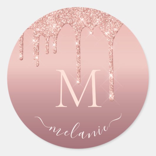 Sticker Rose Parties scintillant or de nom de lett (Devant)