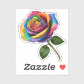 Sticker Rose Rainbow Long Stem (Feuille)