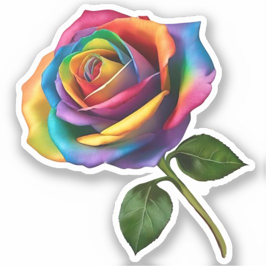 Sticker Rose Rainbow Long Stem (Recto)