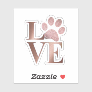 Sticker Rose Rose Gold Love Avec Pawprint