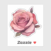 Sticker Rose Rose Pâle (Feuille)