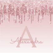 Sticker Rose Rose Parties scintillant Or & Monogramme étin (Devant)