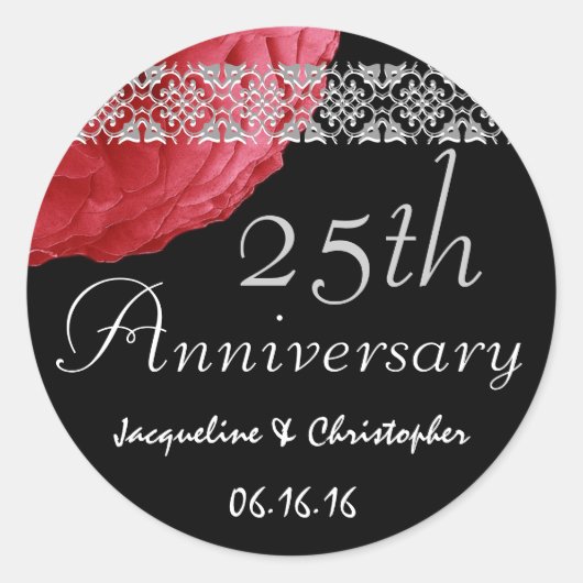 Sticker Rose ROUGE ARGENT 25e anniversaire (Devant)