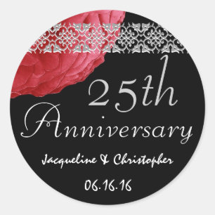 Sticker Rose ROUGE ARGENT 25e anniversaire