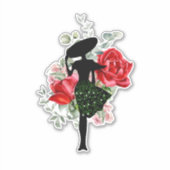Sticker Rose Rouge et Coutume de Mode (Devant)