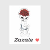 Sticker Rose rouge gothique et lune de croissant avec amou (Feuille)