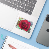 Sticker Rose Rouge Macro (Ordinateur portable avec iPhone)
