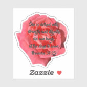Sticker Rose rouge Proverbes 31:25 Custom Bible Verse (Feuille)