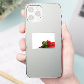 Sticker Rose Rouge Simple – Fond Blanc Floral (Téléphone)