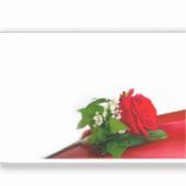 Sticker Rose Rouge Simple – Fond Blanc Floral (Recto)