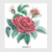 Sticker Rose rouge vintage (Feuille)