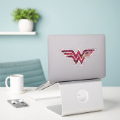 Sticker Rose rouge WW (Ordinateur portable sur le bureau)