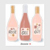 Sticker Rose Toute la journée Amateurs de vin Illustration (Feuille)