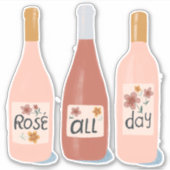 Sticker Rose Toute la journée Amateurs de vin Illustration (Devant)