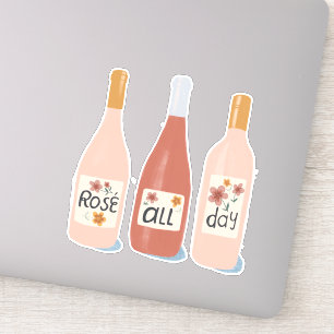 Sticker Rose Toute la journée Amateurs de vin Illustration