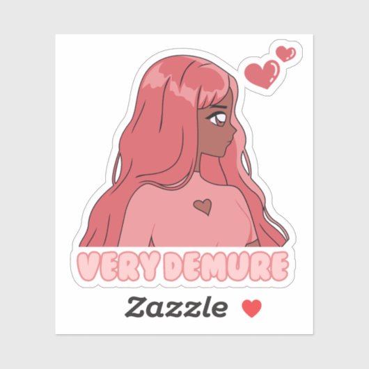 Sticker Rose Très Demure Mignonne Anime Fille Noire (Feuille)