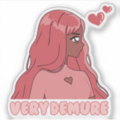 Sticker Rose Très Demure Mignonne Anime Fille Noire (Devant)