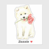 Sticker Rose Valentin Samoyed Vinyl (Feuille)