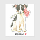 Sticker Rose Valentine Toy Fox Terrier Vinyl (Feuille)