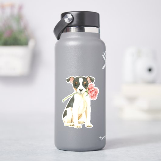 Sticker Rose Valentine Toy Fox Terrier Vinyl (HydroFlask)