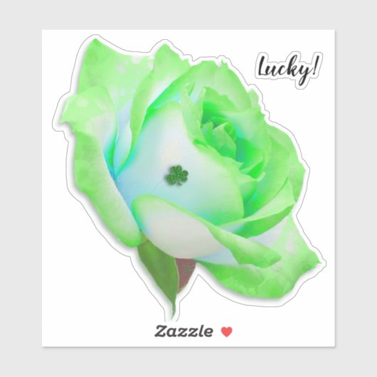 Sticker Rose vert avec Shamrock (Feuille)