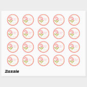 Sticker rose, vert, jaune, blanc Peony 1,5 pouces (Feuille)