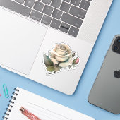 Sticker Rose Vintage Élégant (Ordinateur portable avec iPhone)