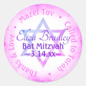 Sticker rose violet étoile Bat mitzvah Parti Favor (Devant)