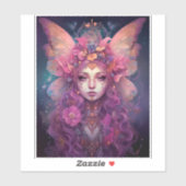 Sticker Rose violet Fairy Queen Imaginaire Art (Feuille)
