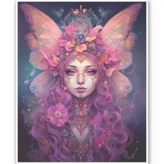 Sticker Rose violet Fairy Queen Imaginaire Art (Devant)